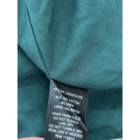 Lush Anthropologie Green Linen Midi Sheath Dress S Bohemian Cottagecore Coastal - Picture 12 of 13